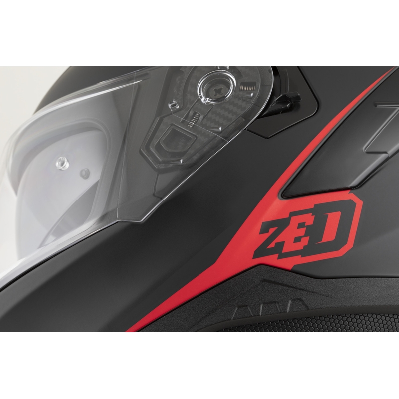 Motoristična čelada ZED K40 z integriranim obrazom, mat črno-rdeča