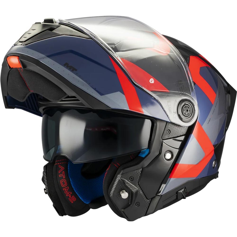 Motoristična čelada MT Atom 2 SV Dexter B15 zložljiva modro-črno-rdeča