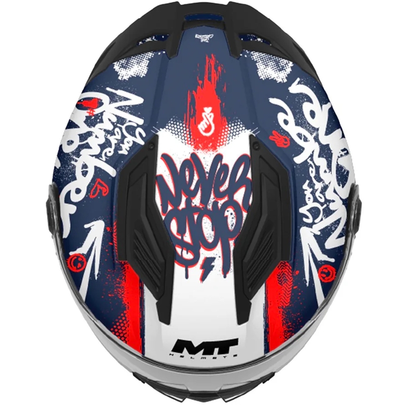 Otroška motoristična čelada MT Stinger 2 Rocket C17 modro-rdeče-bela