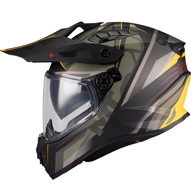 Enduro motoristična čelada MT Track SV Questor B6 mat črno-zeleno-rjavo-fluo rumena