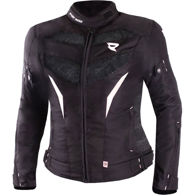 Ženska motoristična jakna Street Racer Rose črno-bela