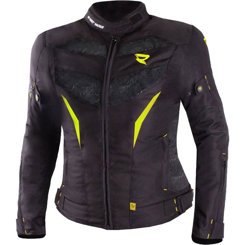 Ženska motoristična jakna Street Racer Rose črno-fluo rumena