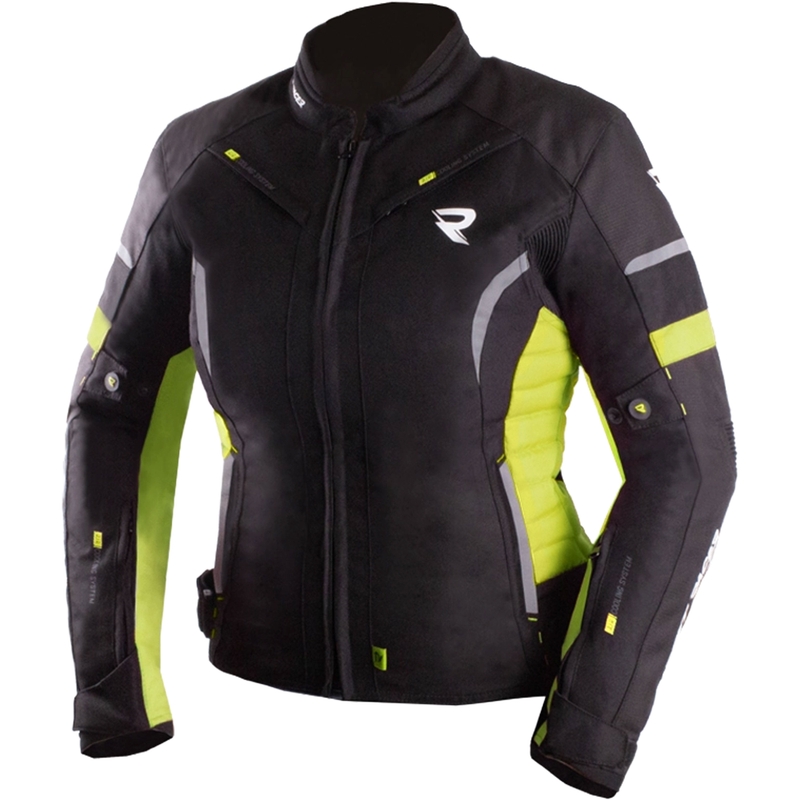 Ženska motoristična jakna Street Racer Betty II črno-fluo rumena