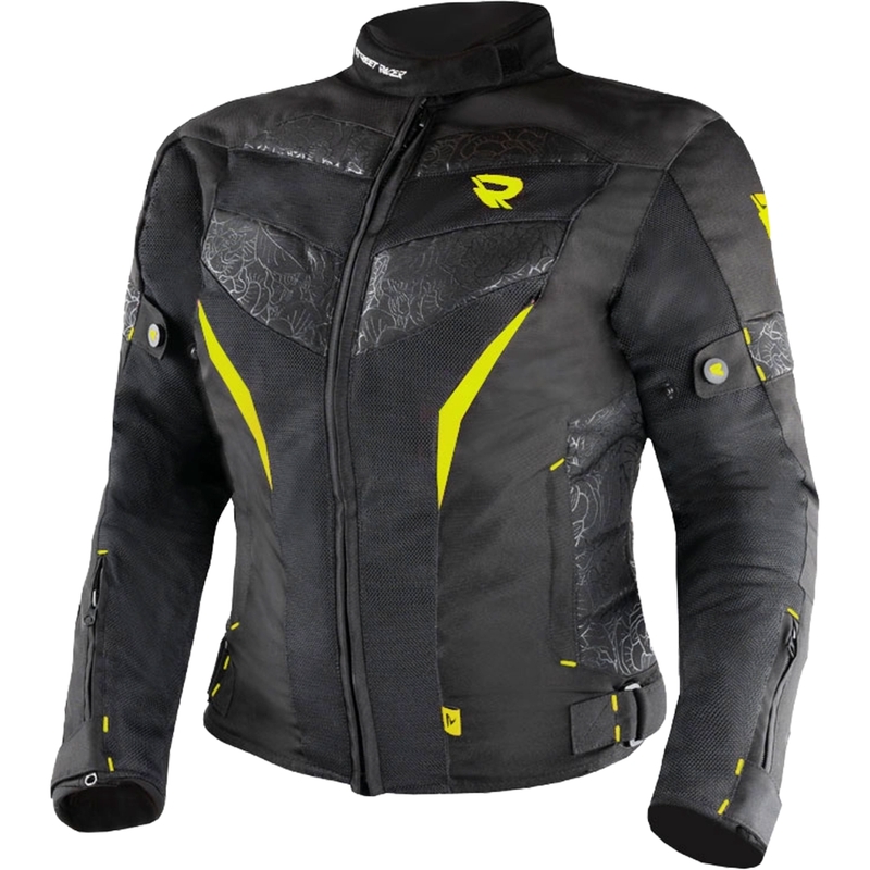 Ženska motoristična jakna Street Racer Rose Air črno-fluo rumena