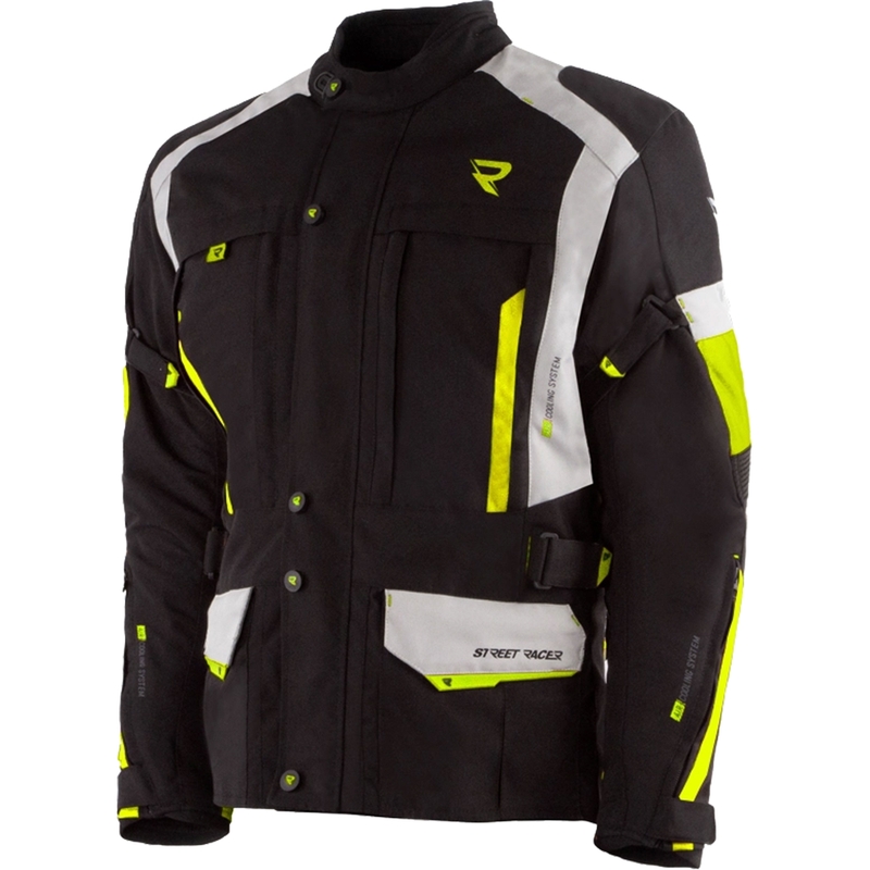 Moto jakna Street Racer Hilax črno-sivo-fluo rumena