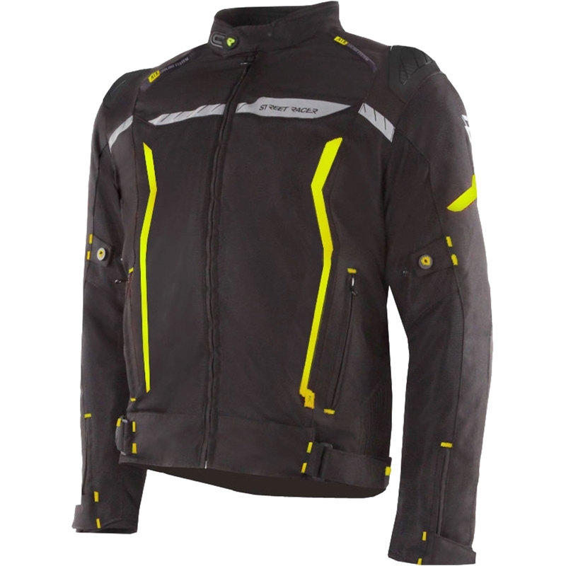 Moto jakna Street Racer Flex EVO črno-fluo rumena
