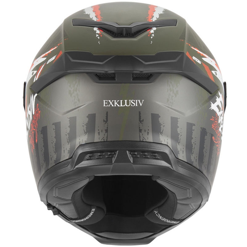 NOX Exklusiv Goliath Cut'D motoristična čelada z integriranim obrazom, mat kaki-oranžna