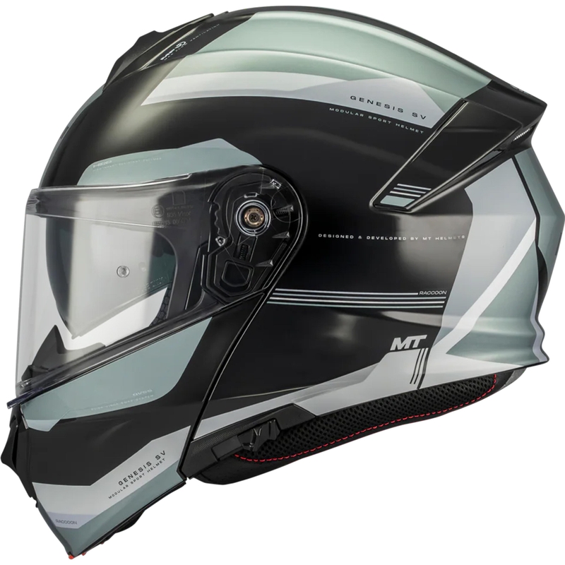 Preklopna motoristična čelada MT Genesis SV Raccoon B12 črno-siva