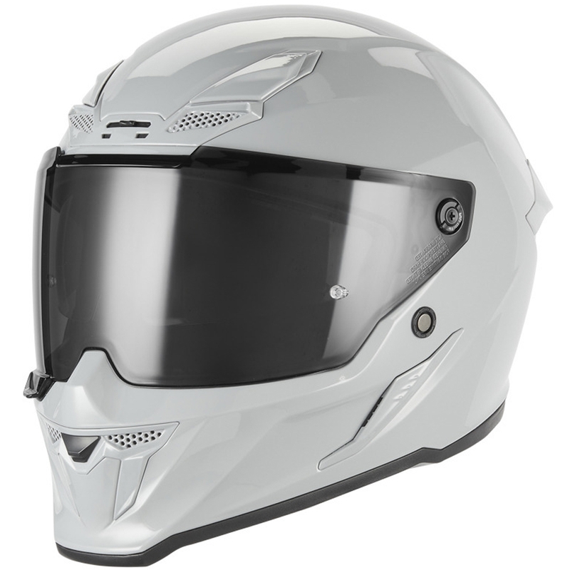 NOX Exclusive Goliath motoristična čelada z integriranim obrazom, sivo-bela