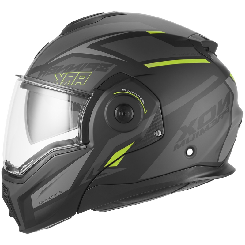 NOX PREMIUM Spinner Ark preklopna motoristična čelada mat črno-fluo rumena