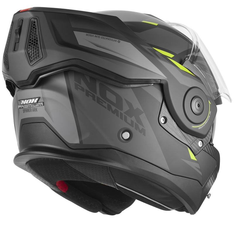 NOX PREMIUM Spinner Ark preklopna motoristična čelada mat črno-fluo rumena