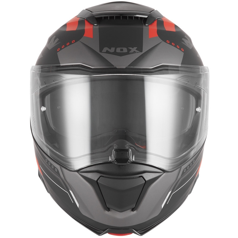 Preklopna motoristična čelada NOX N967 Conquer mat črno-rdeča