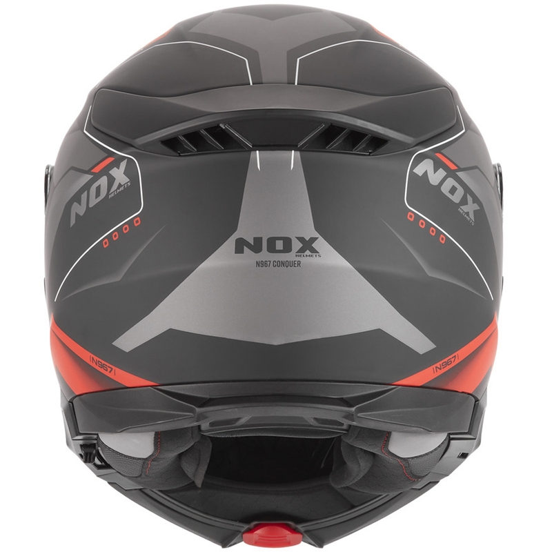 Preklopna motoristična čelada NOX N967 Conquer mat črno-rdeča