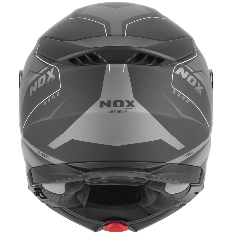Preklopna motoristična čelada NOX N967 Conquer mat črno-srebrna