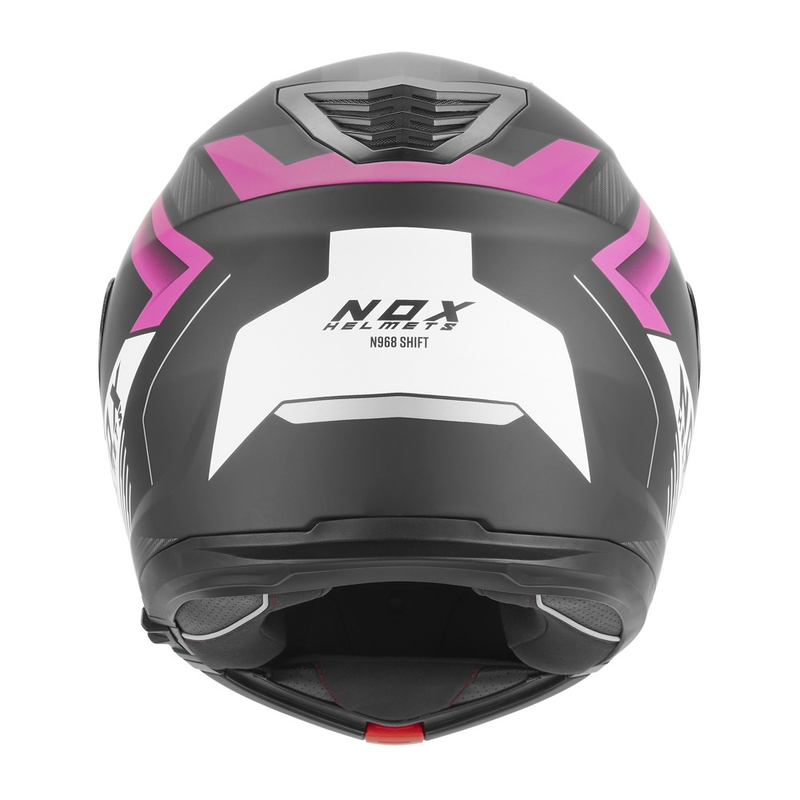 Preklopna motoristična čelada NOX N968 Shift mat črno-belo-roza