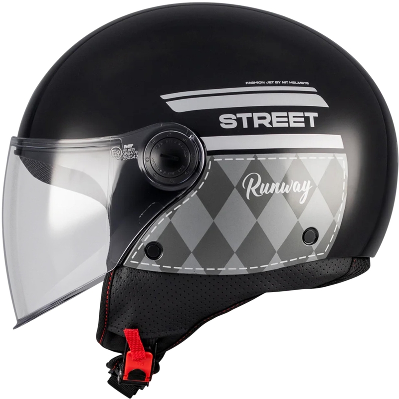 Odprta motoristična čelada MT Street S Runway B2 črno-siva