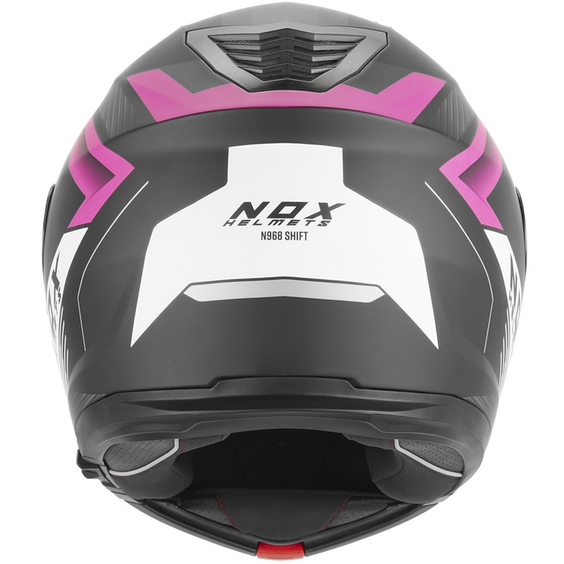 Preklopna motoristična čelada NOX N968 Shift mat črno-belo-roza
