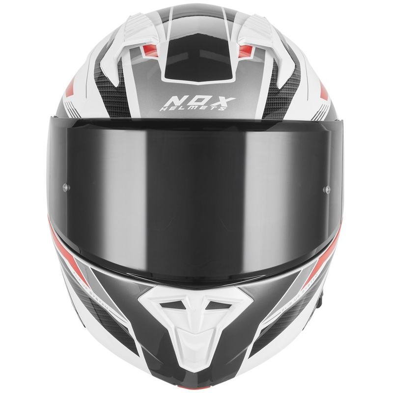 Preklopna motoristična čelada NOX N968 Shift belo-rdeča