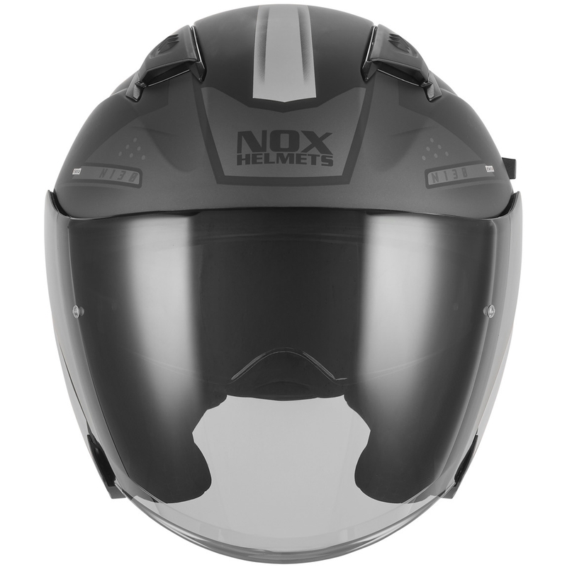 Odprta motoristična čelada NOX N130 EKTO mat črno-srebrna