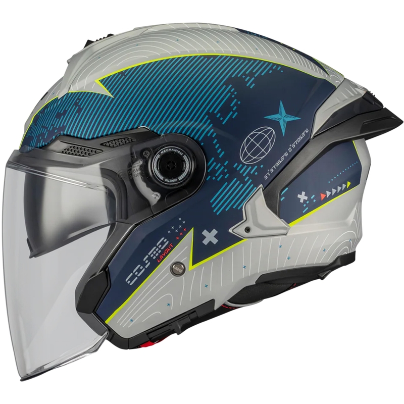 Odprta motoristična čelada MT Cosmo SV Layout C7 mat modro-bela