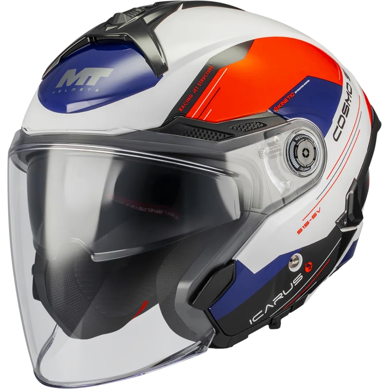 Odprta motoristična čelada MT Cosmo SV Icarus A5 modro-belo-rdeča