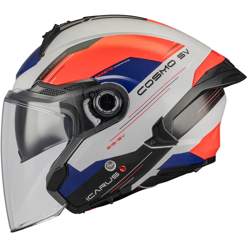 Odprta motoristična čelada MT Cosmo SV Icarus A5 modro-belo-rdeča