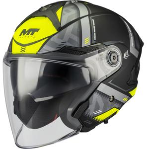 Odprta motoristična čelada MT Cosmo SV Arrow B3 mat črno-sivo-fluo rumena