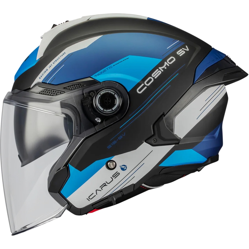 Odprta motoristična čelada MT Cosmo SV Icarus B7 mat črno-modro-siva