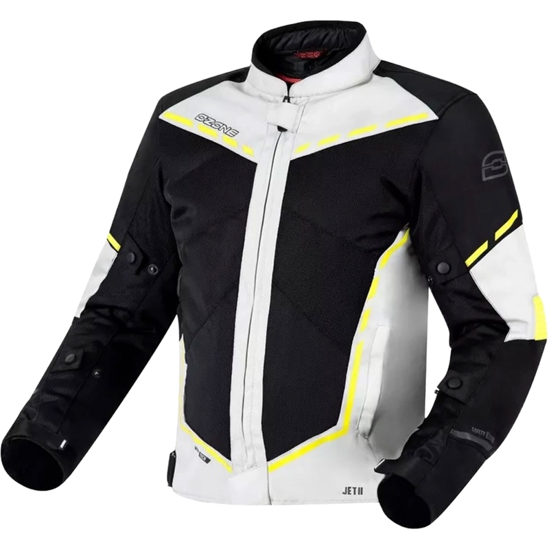 Moto jakna Ozone Jet II sivo-črna-fluo rumena razprodaja