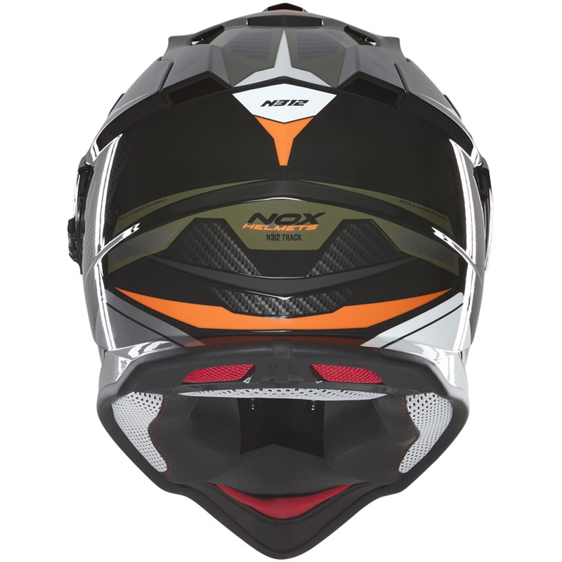 Enduro motoristična čelada NOX N312 Track kaki-oranžna