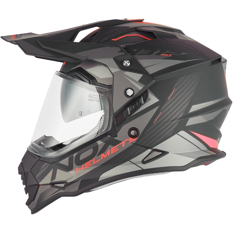 Čelada za enduro motor NOX N312 Track mat črno-rdeča