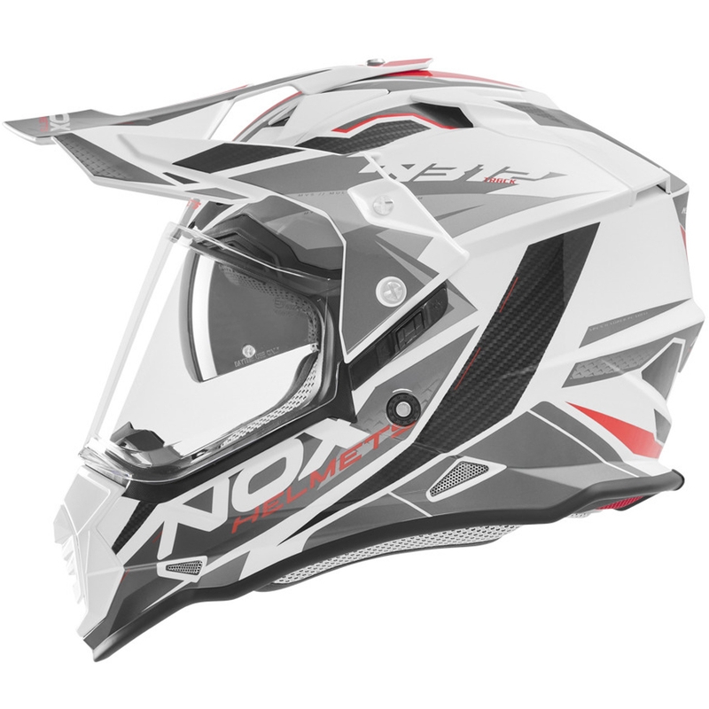 Čelada za enduro motor NOX N312 Track belo-rdeča