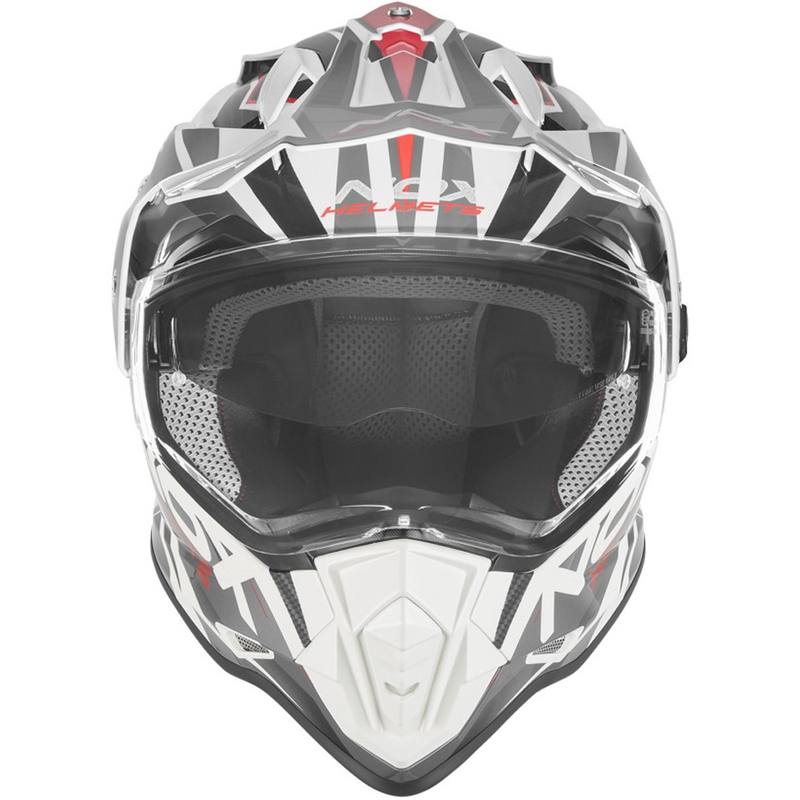 Čelada za enduro motor NOX N312 Track belo-rdeča
