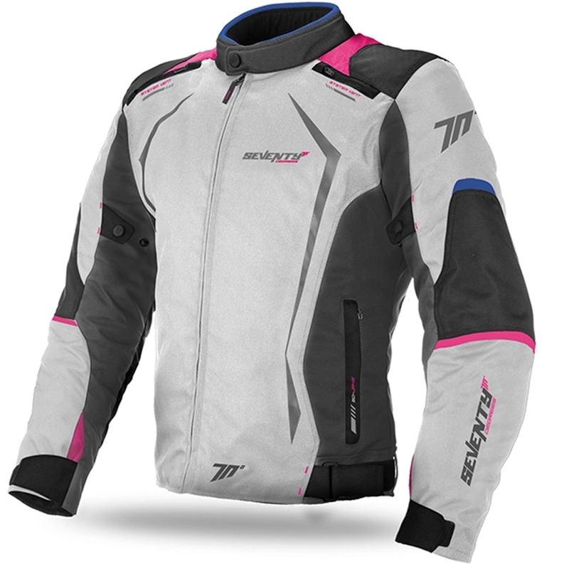 Ženska motoristična jakna SEVENTY DEGREES SD-JR49 sivo-modra-roza