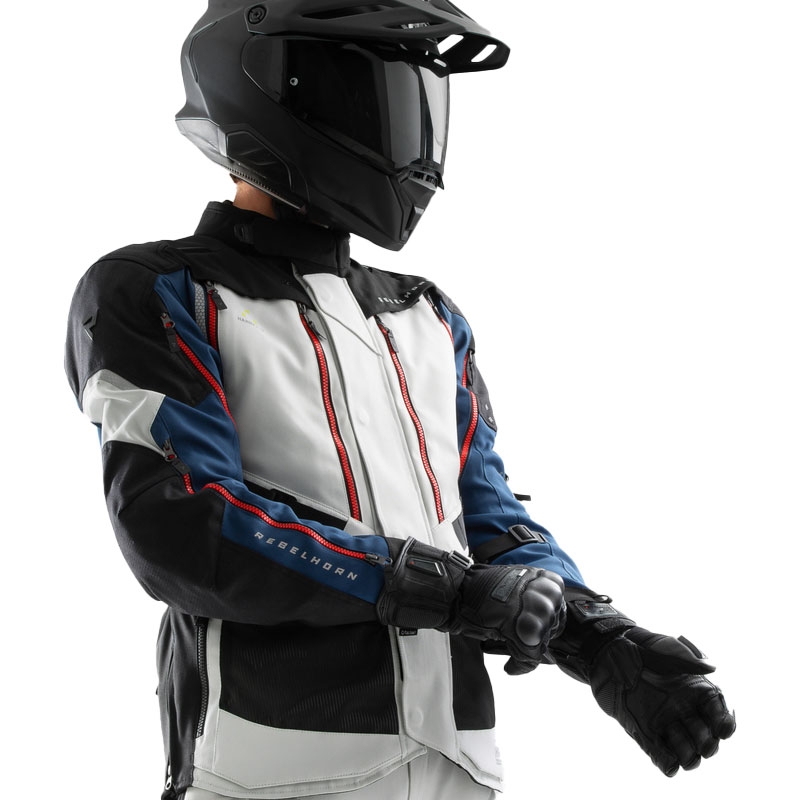 Motoristična jakna Rebelhorn Hardy 3.0 modro-sivo-rdeča - II. kakovost