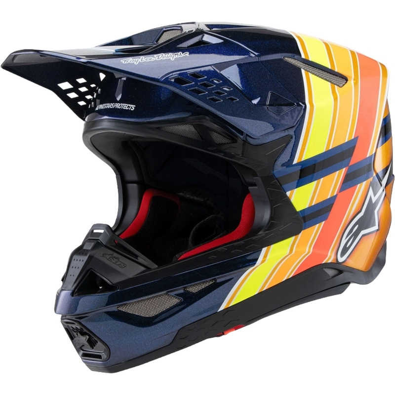 Motokros čelada Alpinestars Supertech S-M10 edition TROY LEE DESIGNS biserno modra-fluo oranžna-rumena-rdeča