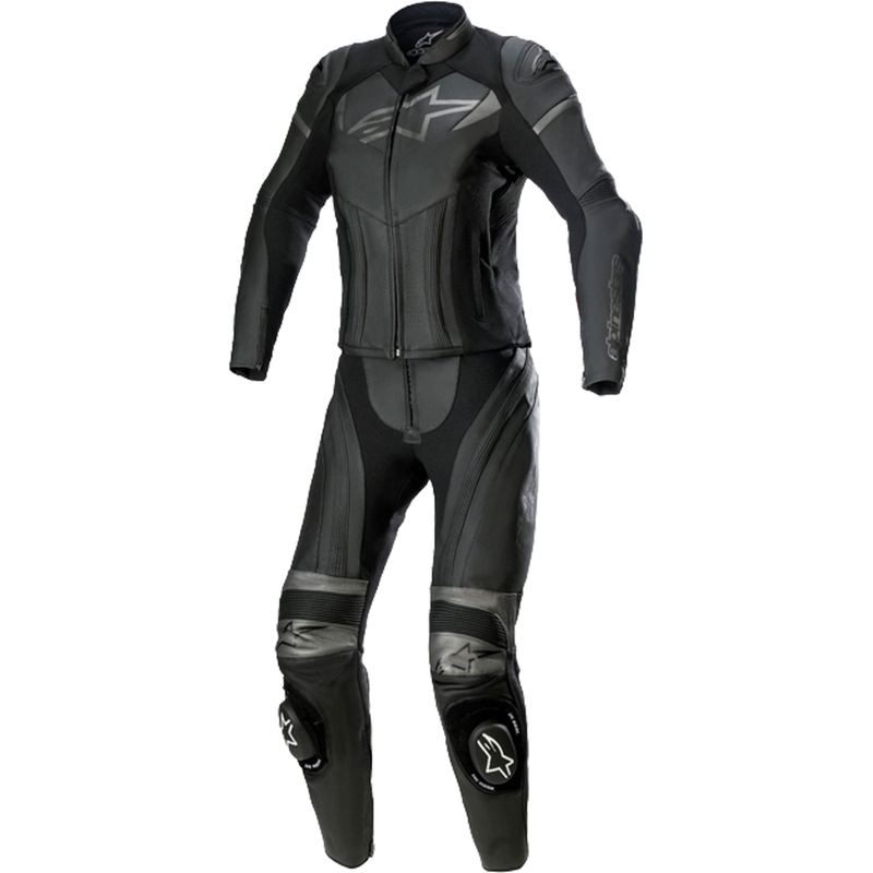 Alpinestars STELLA GP PLUS 2 ženska dvodelna usnjena motoristična obleka črno-siva kovinska