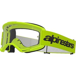 Motokros očala Alpinestars Vision 3 Wordmark fluo rumena s prozornim pleksi steklom