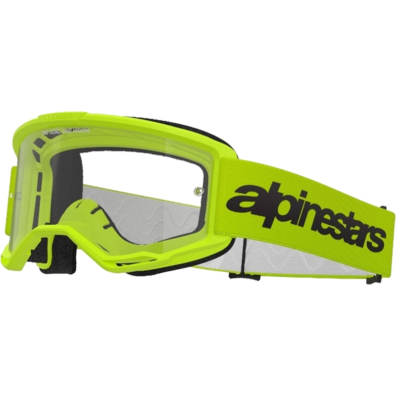 Motokros očala Alpinestars Vision 3 Wordmark fluo rumena s prozornim pleksi steklom