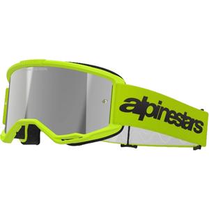 Motokros očala Alpinestars Vision 3 Wordmark fluo rumena z odsevnim srebrnim pleksi steklom