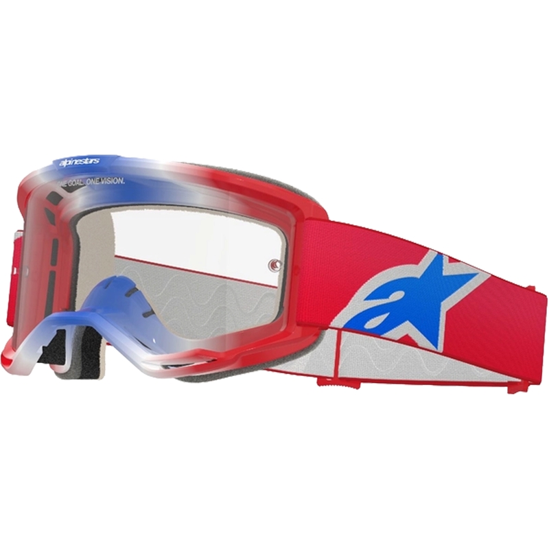 Alpinestars Vision 5 Corp motokros očala rdeče-belo-modra s prozornim steklom