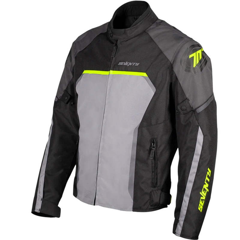 Seventy Degrees SD-JR65 motoristična jakna Piston črno-sivo-fluo rumena