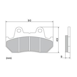 Zavorne ploščice NISSIN pol-kovinske zmesi 90x49x9 mm 2 kos