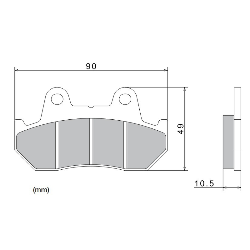 Zavorne ploščice NISSIN pol-kovinske zmesi 90x49x10,5 mm 2 kos