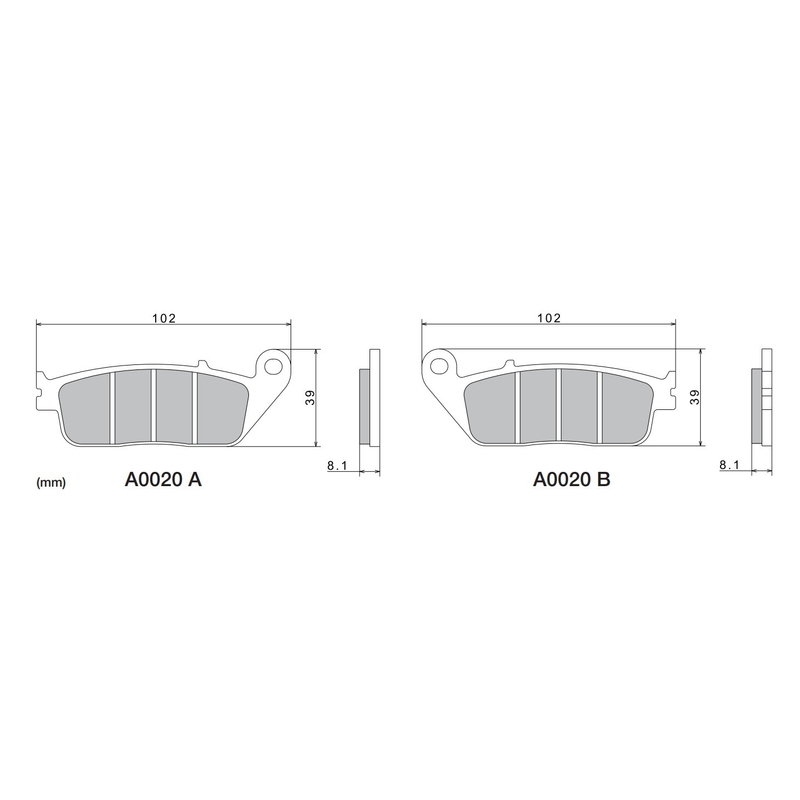 Zavorne ploščice NISSIN pol-kovinske zmesi 102x39x8,1 mm 2 kos