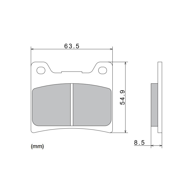 Zavorne ploščice NISSIN pol-kovinske zmesi 63,5x54,9x8,5 mm 2 kosa