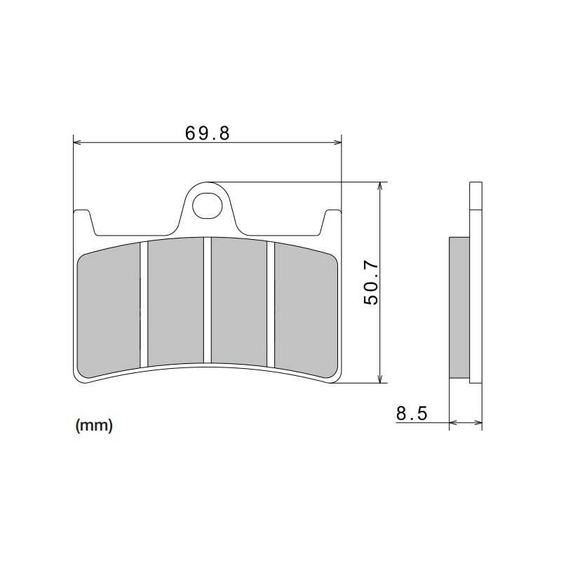 Zavorne ploščice NISSIN pol-kovinske zmesi 69,8 x 50,7 x 8,5 mm 2 kosa