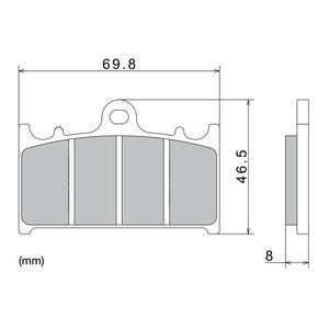 Zavorne ploščice NISSIN pol-kovinske zmesi 69,8 x 46,5 x 8 mm 2 kos