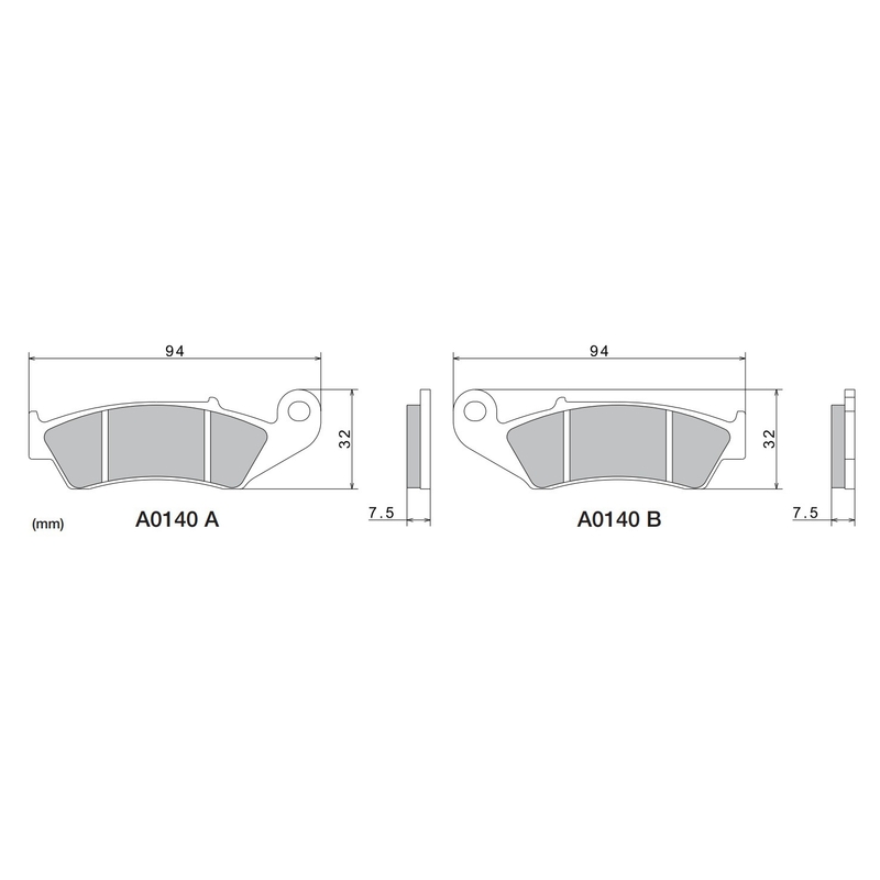 Zavorne ploščice NISSIN pol-kovinske zmesi 94x32x7,5 mm 2 kos