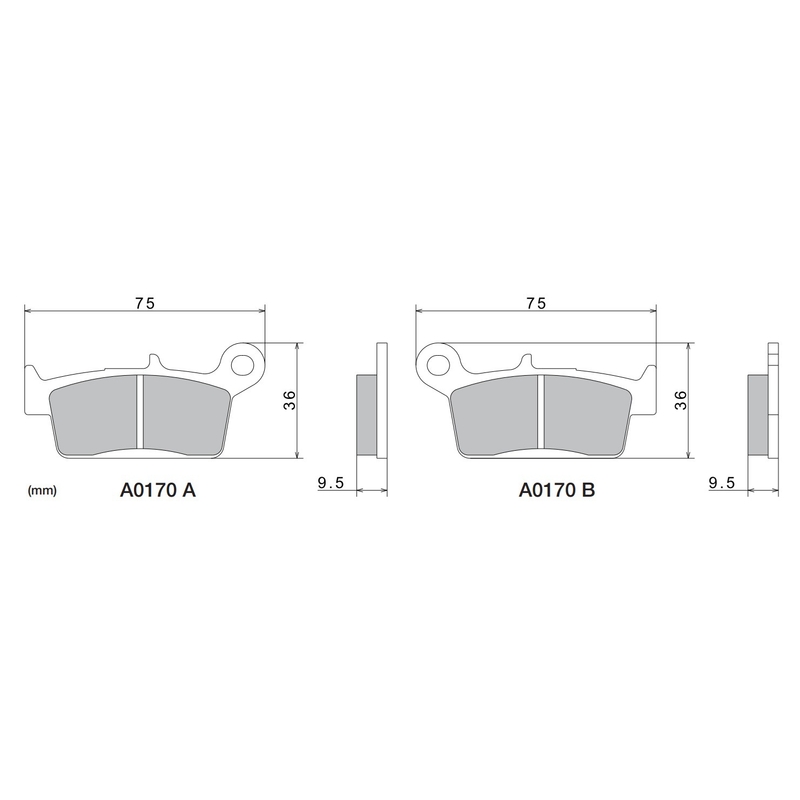 Zavorne ploščice NISSIN pol-kovinske zmesi 75x36x9,5 mm 2 kos